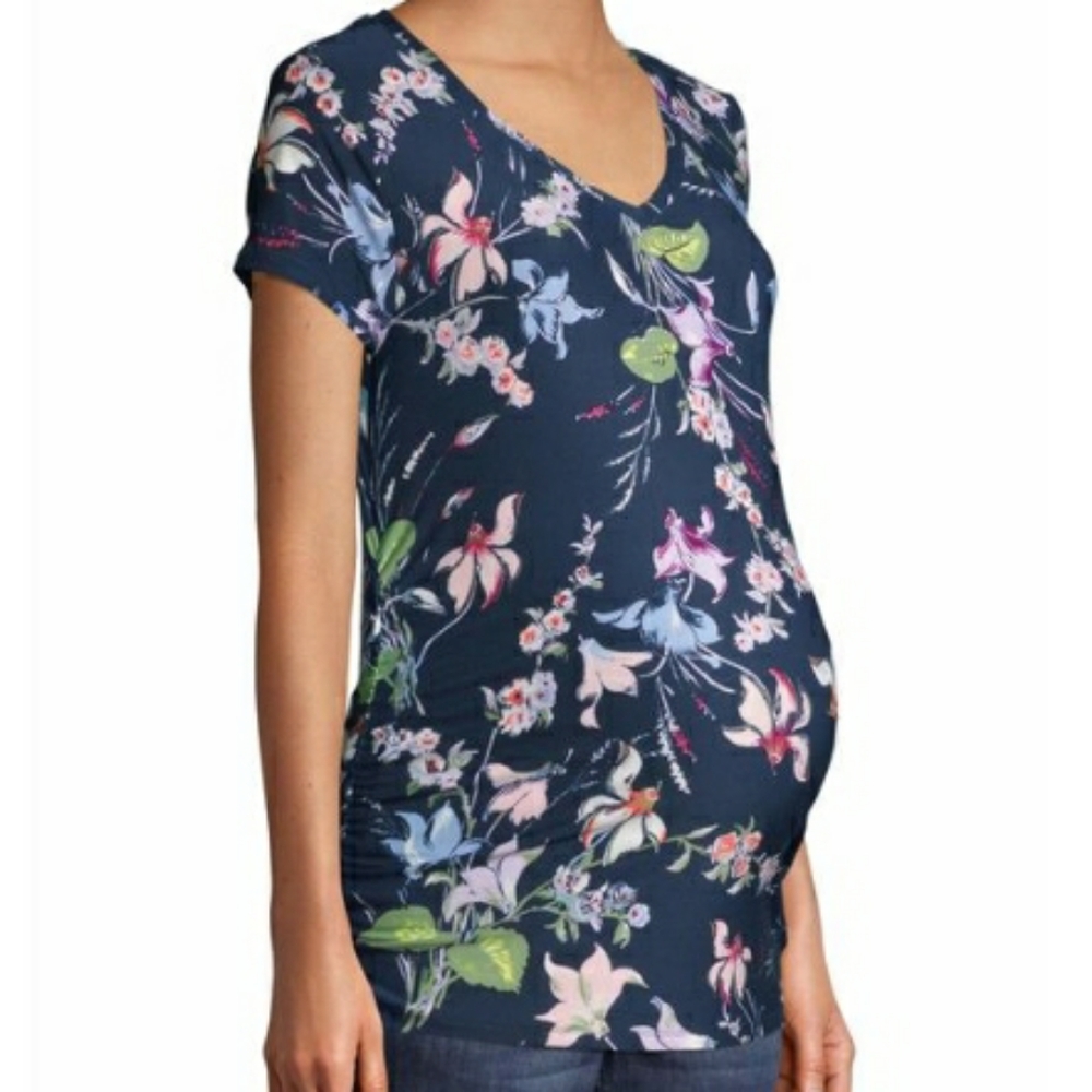 Time and Tru floral maternity top with ruching